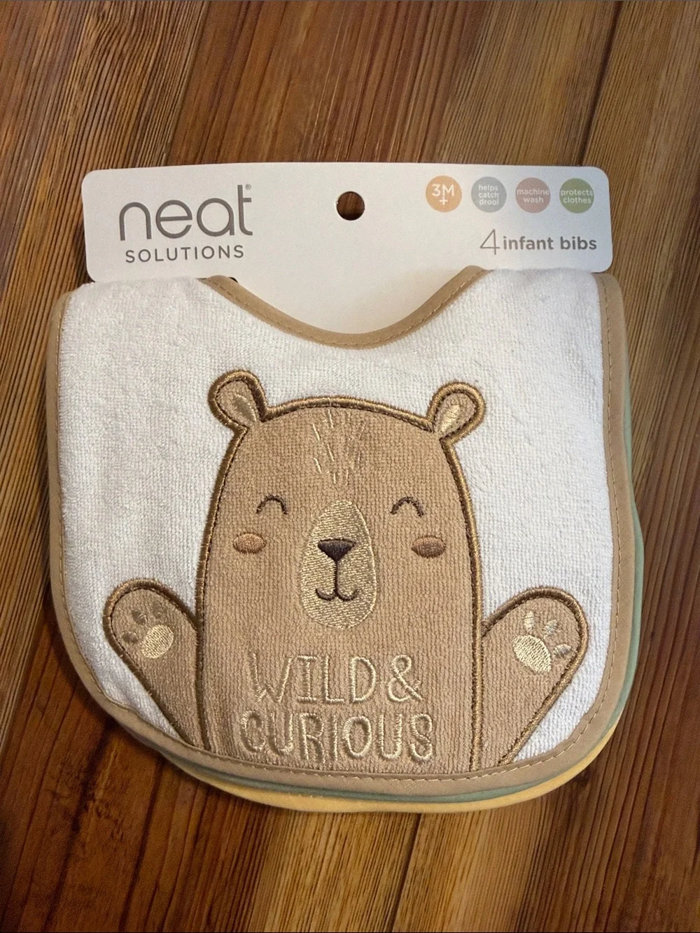 Infant Bibs - Beige Bear Design